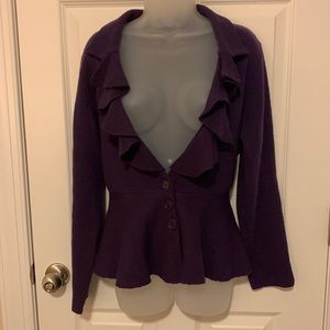 Grace elements 100% wool jacket purple large ruffles